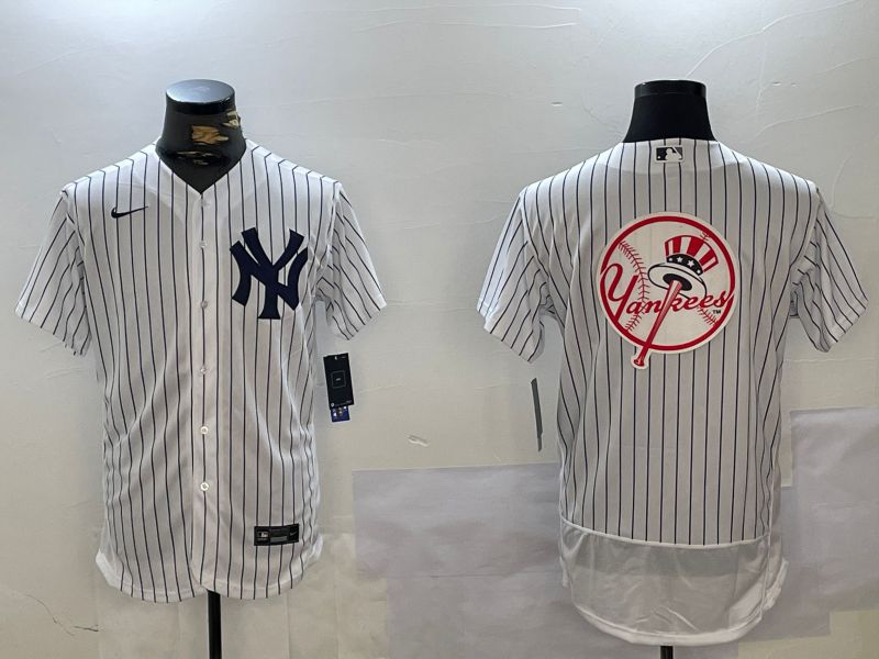 Men New York Yankees Blank White stripe Elite 2024 Nike MLB Jersey style 101612